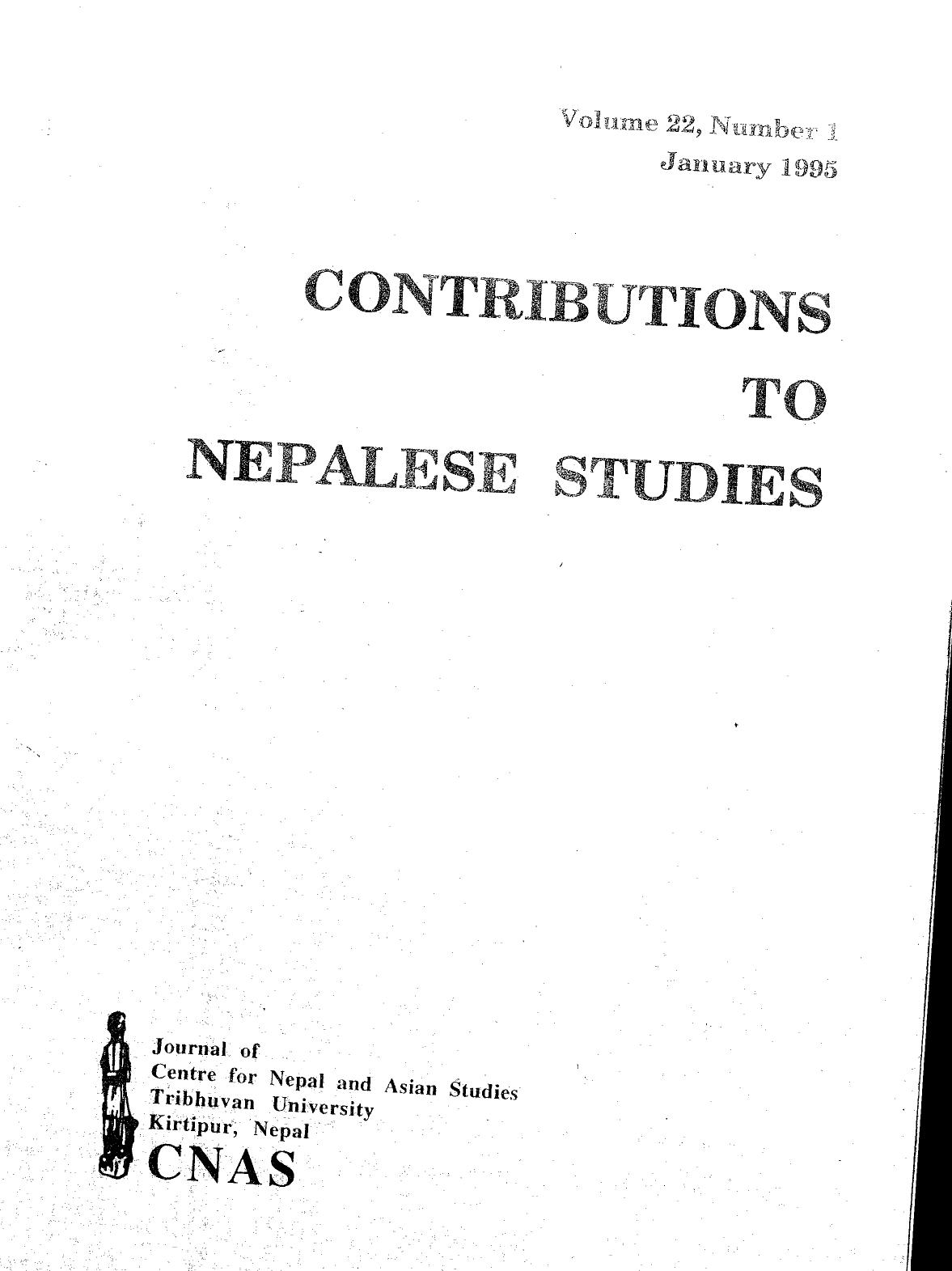 Contributions To Nepalese Studies :Volume22-01